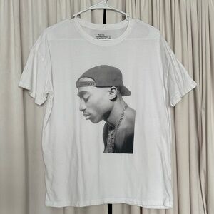Abercrombie & Fitch White Tee with Black Portrait Graphic